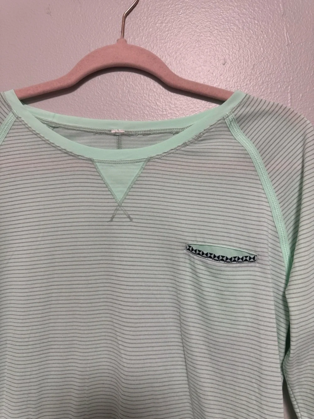 Vintage Lululemon Weightless Crew Mint Green Striped Long Sleeve